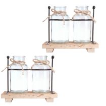 Artikel Flessenvaas sierflessen glas hout 23x12x19,5cm 2st