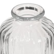 Artikel Flesvaas glas mini vazen met retro decor H9cm 4 stuks