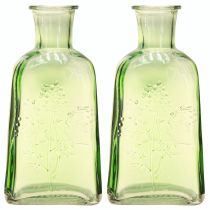 Artikel Flesvaas glazen vaas met motief fles glas groen H19cm 2 stuks