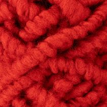 Artikel Pluizig Mirabell wollen koord met jute, rood, 25 m