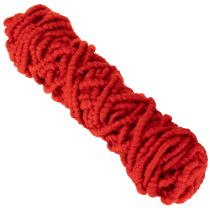 Artikel Pluizig Mirabell wollen koord met jute, rood, 25 m