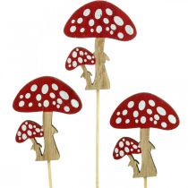 Houten paddenstoel, paddestoeldecoratie, herfst, bloempluggen H7cm L34cm 18 stuks