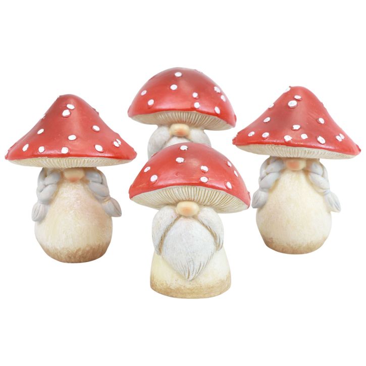 Artikel Vliegenzwam Decoratie Paddestoelen Herfstdecoratie Rood Wit Ø6cm H7.5cm 4 st.