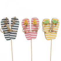 Slippers tuinstekers hout maritiem decoratie 31cm 12st