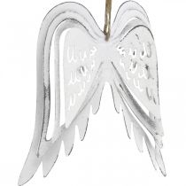 Artikel Engelenvleugels om op te hangen, kerstversiering, metalen hangers wit H11.5cm B11cm 3st