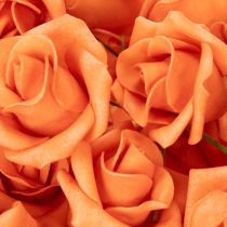 Artikel Kunstmatige oranje roos, 5 cm bloem, per stuk, 100 stuks