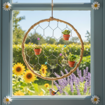 Artikel Decoratieve metalen raffia ophangringen, Ø20cm, 4 stuks, boho wanddecoratie, raamdecoratie
