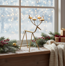 Artikel Theelichthouder metalen hert decoratieve kandelaar H44,5cm