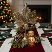 Artikel Tafeldecoratie herfst esdoornblad decoratie goud antiek 58cm × 39cm