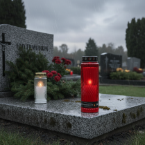 Artikel Grafkaarsdekselmotief bloem rood zwart 10 dagen H27cm