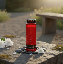 Artikel Grafkaarsdekselmotief bloem rood zwart 10 dagen H27cm