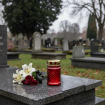 Artikel Windbestendige grafkaars met decoratie voor een lange brandtijd bij het graf, 11 cm, 12 stuks