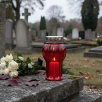 Artikel Grafkaarsen rood rouwlichten herdenkingslichten Ø10cm H18cm 4 st