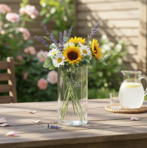 Artikel Hoge glazen vaas, eenvoudige glazen cilinder, te gebruiken als bloemenvaas of decoratief glas, 20 cm