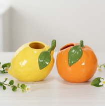 Artikel Citrusvaas, sinaasappel en citroen, als extravagant woonaccessoire, zomerdecoratie, 10 cm, 2 stuks