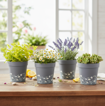 Artikel Bloempot met bloemenpatroon voor moderne huis- en zomerse balkondecoratie, 13 cm, 4 stuks