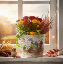 Artikel Ronde metalen plantenbak/bloempot Fresh Garden H21cm