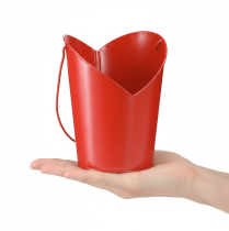 Artikel Metalen bloempot in hartvorm met handvat, rood, Ø12cm H15/9cm