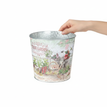 Artikel Kleine metalen bloempotten, gekleurd, Fresh Garden, 16 cm hoog, 2 stuks