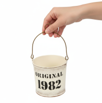 Artikel Decoratieve emmer met handvat “Original 1982” Crème Ø12/10cm 2x2-delige set