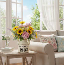 Artikel Decoratieve metalen kan “Original 1982” Crème Roest H13cm 2 stuks