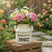 Artikel Decoratieve metalen kan “Original 1982” Crème Roest H16cm 2 stuks