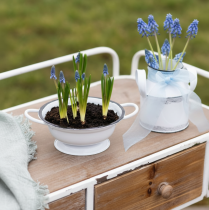 Artikel Decoratieve metalen schaal, wit/zwart, Ø16,5 cm, H6,5 cm, 4 stuks