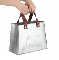 Artikel Decoratieve tas, zilver, wit, bruin, metaal, plantenpot, L22cm, 2 stuks