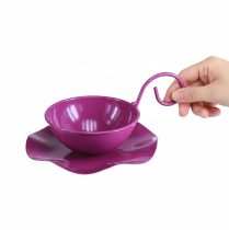 Artikel Decoratief metalen theekopje op schoteltje, paars, Ø11,5 cm, H8 cm, 2 stuks