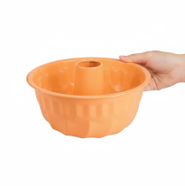 Artikel Decoratieve metalen bakvorm voor tulbandcake in sinaasappelkleur Ø23cm H12cm