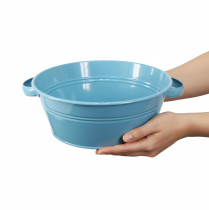 Artikel Ronde schaal met handvat, decoratieve schaal, bloemenschaal, blauw, Ø33,5 cm