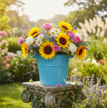 Artikel Decoratieve metalen bloempot/plantenbak in blauw, 31 cm x 26 cm x 21,5 cm