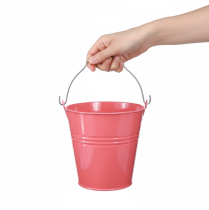 Artikel Decoratieve roze metalen bloempot/emmer 26x22,5x23cm 6l