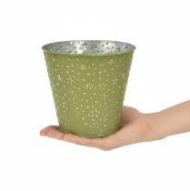 Artikel Metalen bloempot, plantenbak, sterren, groen en zilver, Ø16cm