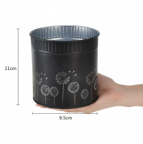 Artikel Bloempot met paardenbloemmotief, zwart, Ø9,5 cm, H11 cm
