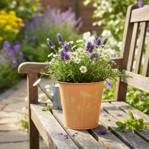 Artikel Metalen bloempot, plantenbak, perzikgeel, Ø11,5 cm H11,5 cm