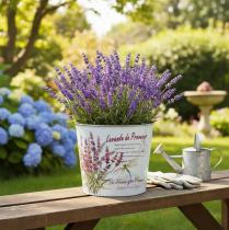 Artikel Metalen plantenbak voor lavendel, klein, Ø18cm H15,5cm