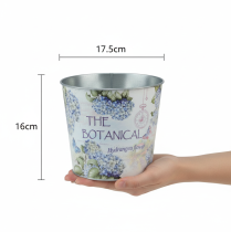 Artikel Kleine metalen bloempot/plantenbak voor hortensia's, Ø17,5 cm H16 cm