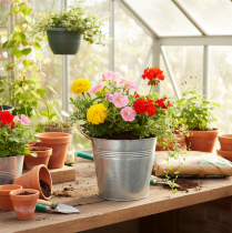 Artikel Metalen bloempot met handvatten, decoratieve emmer, Ø16cm H15cm