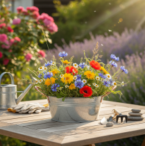 Artikel Ronde bloemenvaas met handvatten, metalen schaal, Ø21cm, H9,5cm