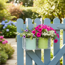 Artikel Hangende metalen bloempot, groen, balkondecoratie, L22cm H23,5cm