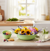 Artikel Decoratieve metalen schaal met emaille-look, limoengroen, 25 cm