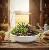 Artikel Metalen kom, wit, emaille-look, Ø36cm, H9,5cm