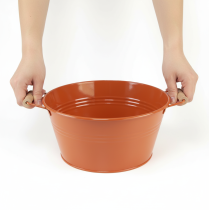 Artikel Decoratieve schaal met handvatten, metaal, oranje-bruin, Ø29 cm, H14,5 cm