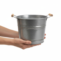 Artikel Vintage decoratieve metalen emmer/plantenpot, Ø22cm, H20cm