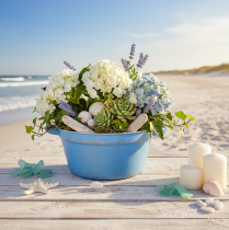 Artikel Decoratieve schaal/plantenbak, blauw metaal, shabby chic decoratie, Ø21cm, H10.5cm