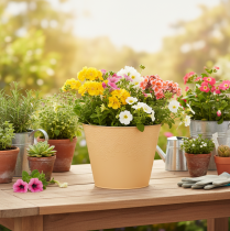 Artikel Metalen plantenbak, pasteloranje, Ø20cm H16cm