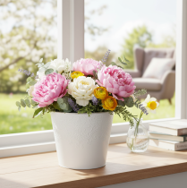 Artikel Metalen plantenbak, pastelwit, Ø16cm H14cm