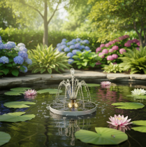 Artikel Zonne-energiepomp voor tuinvijvers, drijvende decoratieve waterpartij met LED-verlichting, 16 cm