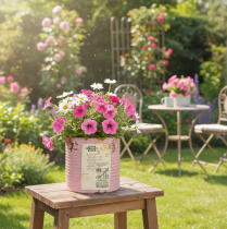 Artikel Decoratief blik, antieke roos, metalen blik voor planten, Ø11cm H10,5cm